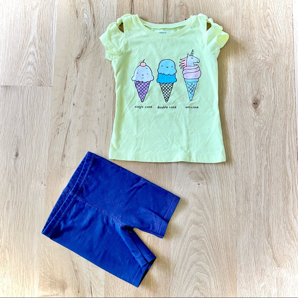 Carter’s Ice Cream Uni-Cone Shirt w/ Jean shorts🦄